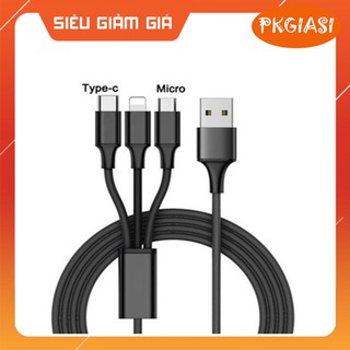 [ Giá sỉ ] Cáp Sạc 3 Đầu cho IPhone - Micro Usb - Type C Dây Dù Chống Đứt Dài 1,2M hỗ trợ sạc nhanh hàng chuẩn