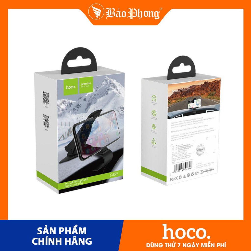 Giá đỡ kẹp điện thoại Hoco CA50 trên xe hơi ô tô Dành cho điện thoại iPhone iP Xiaomi Huawei Samsung Oppo Realme