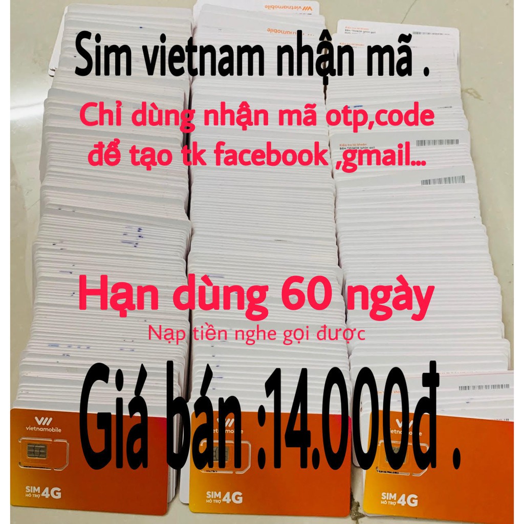 Sim vietnam tạo tài khoản Shope,sen,lad,fb,zalo,môm.Nghe và nhận tin nhắn đến .