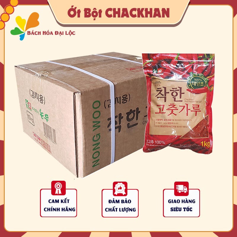 Thùng 10 Gói Ớt Bột Vảy (Cánh) Làm Kim Chi Hàn Quốc CHACKHAN - NONG WOO