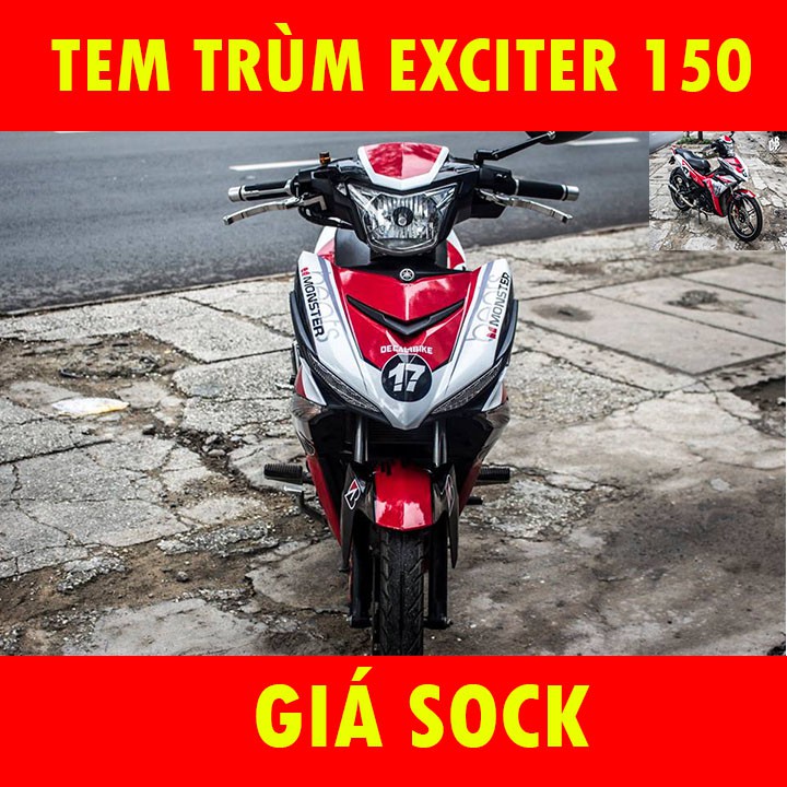 Tem Trùm Xe Exciter 150 Beat Đỏ Trắng