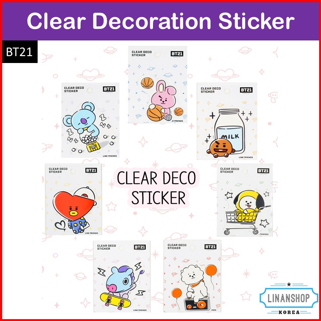 Miếng dán trang trí in hình BT21 dễ thương