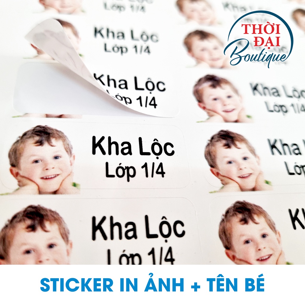 Sticker decal in ảnh và tên của bé  combo 50 cái