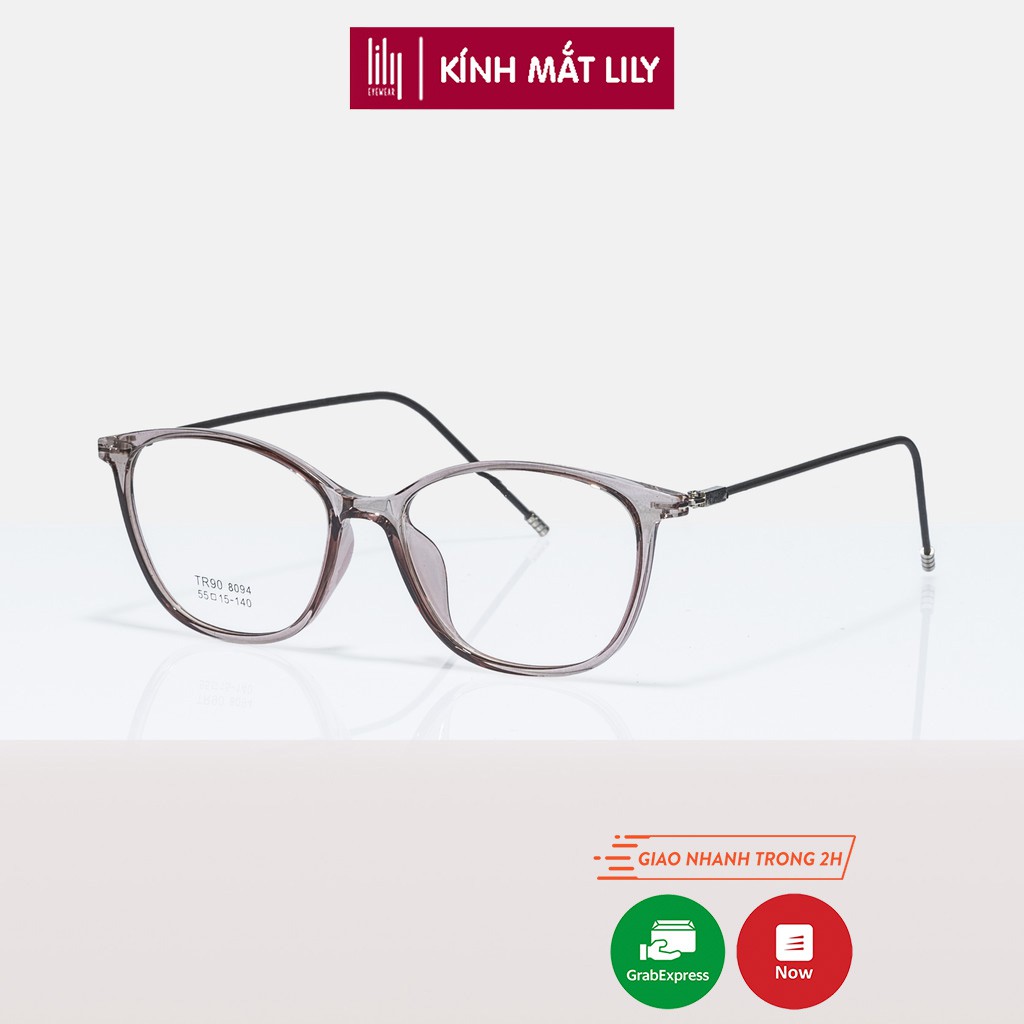 Gọng kính cận mắt mèo Lilyeyewear , mắt kính nhựa phối càng kính kim loại bọc cao su 8094