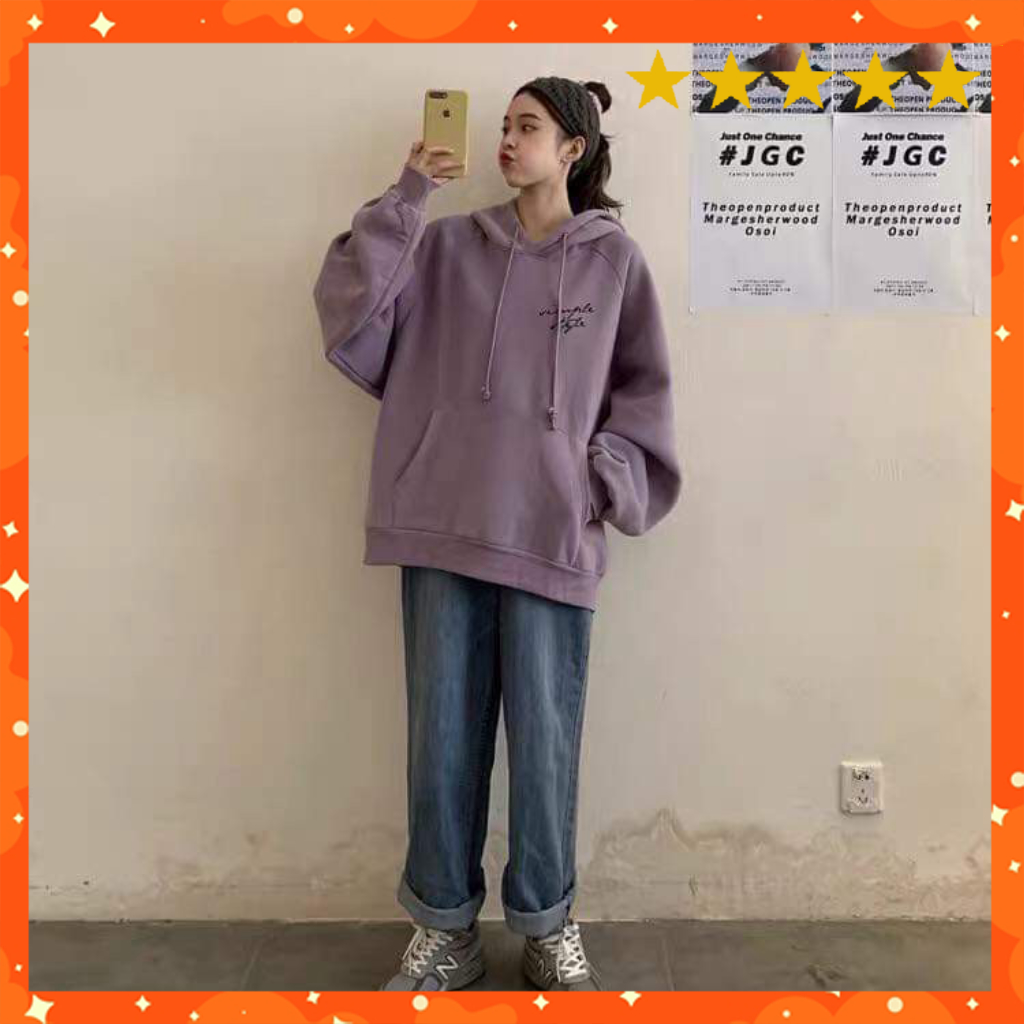 ÁO HOODIE SIMPLE STYLE UNISEX 3 MÀU TÍM ĐEN BE