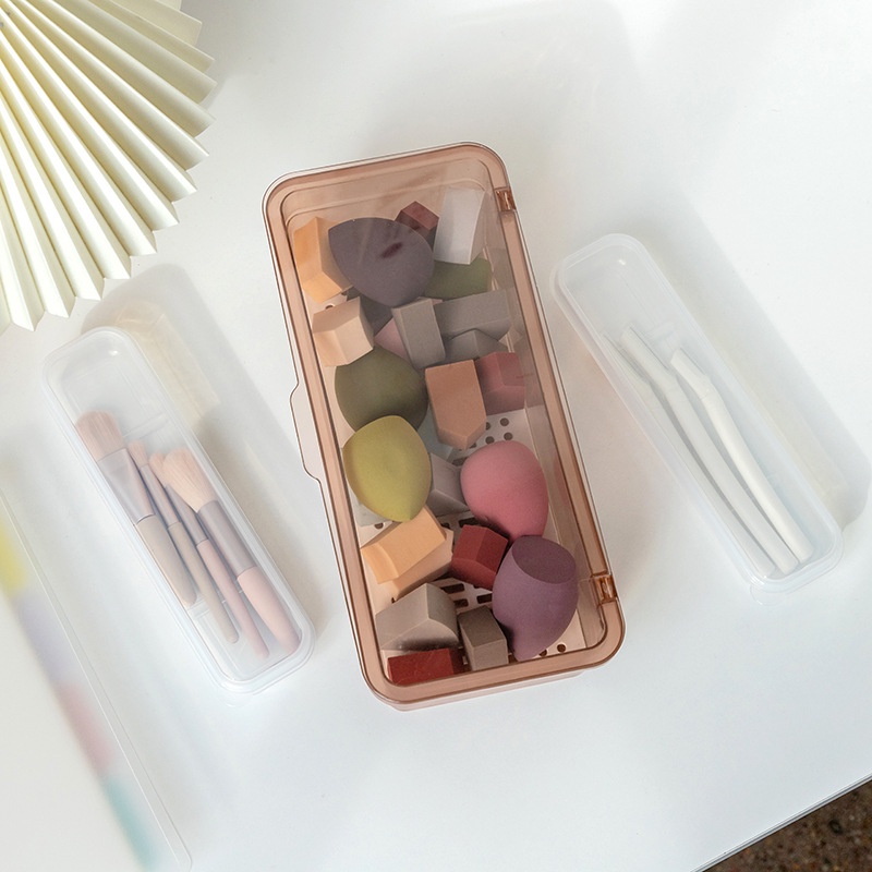Hộp đựng đồ trang điểm, cọ trang điểm, bông phấn, đồ dùng cá nhân 2 lớp tiện lợi, sạch sẽ