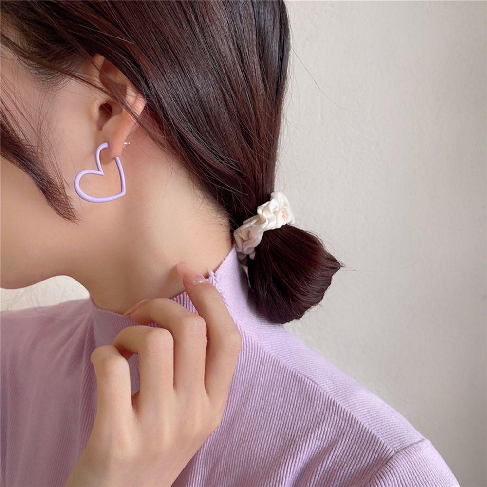 Bông Tai Hợp Kim Hình Trái Tim Màu Tím Khoai Môn Ngọt Ngào Cho Nữ