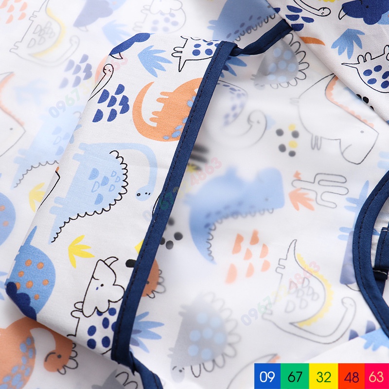 Áo yếm ăn dặm XUẤT NHẬT DÀI TAY CÓ MÁNG chống thấm cho bé