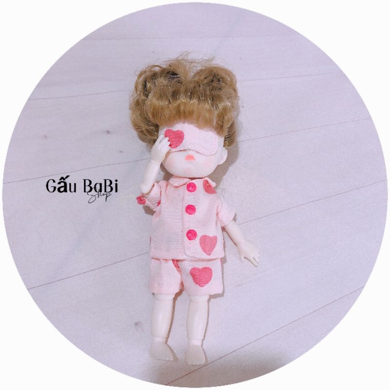 Set đồ ngủ kèm bịt mắt cho búp bê size 1/8, 1/6 bjd, baboliy, ob11, ddf, babies,xinji, blythe, animator