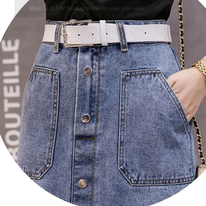 [TRỢ SHIP_CAO CẤP ] Chân váy jean ngang gối 07 C121 vải jean dày, không co dãn, dáng suông, có túi to | BigBuy360 - bigbuy360.vn