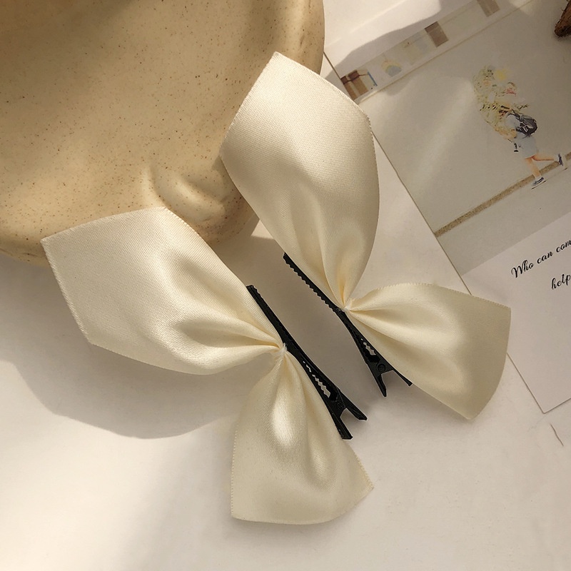 Kẹp tóc nữ nơ đen bằng cotton cho bên mái