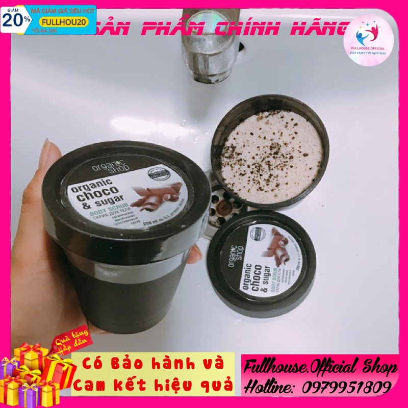 (Hàng chuẩn Nga) Muối Tẩy Tế Bào Chết Toàn Thân Organic Shop dạng muối hạt Organic Coffee & Sugar Body Scrub 250ml