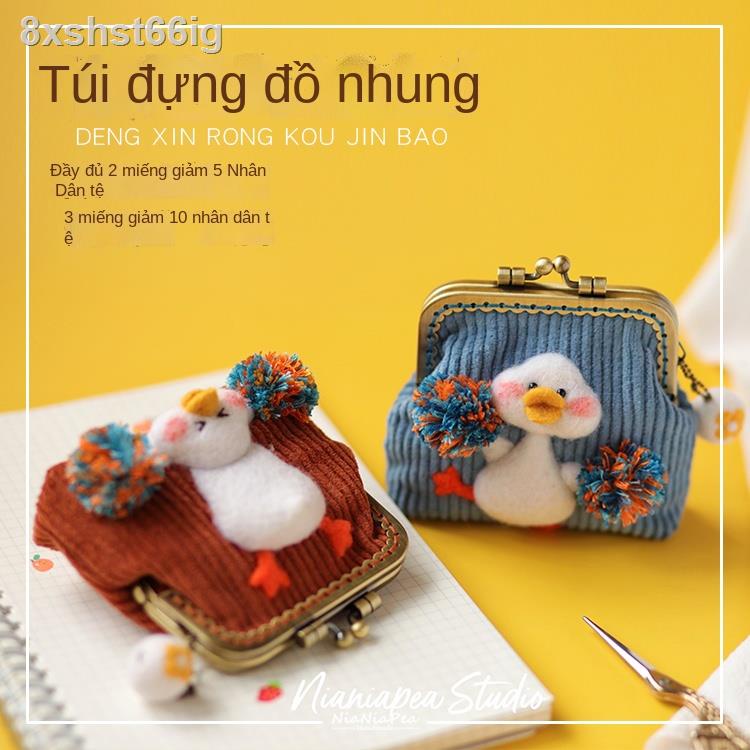 Len nỉ poke vải nhung sợi dây vàng nguyên liệu gói túi vịt làm bằng tay DIY đồng xu ví quà tặng người