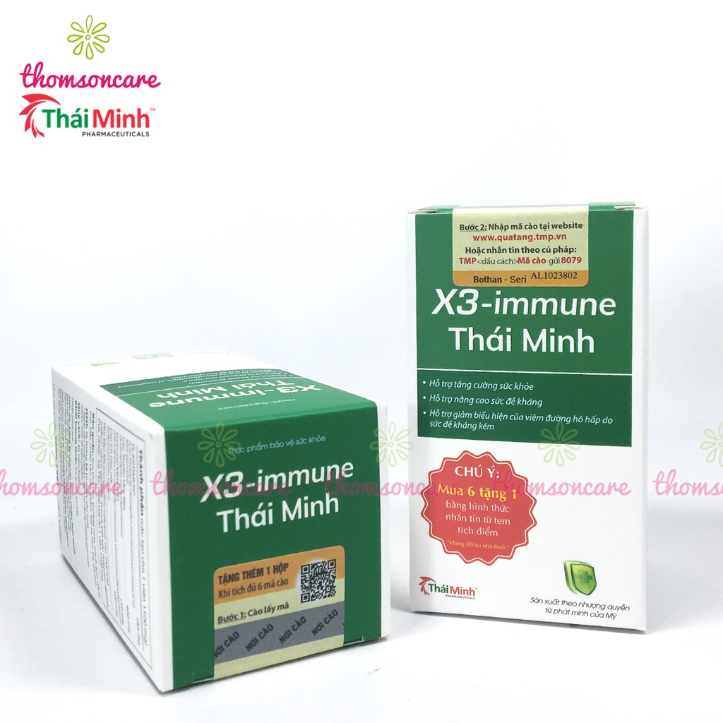 Tăng cường sức đề kháng từ Xuyên tâm liên X3 Immune Thái Minh, nâng miễn dịch đường hô hấp Hộp 30 viên