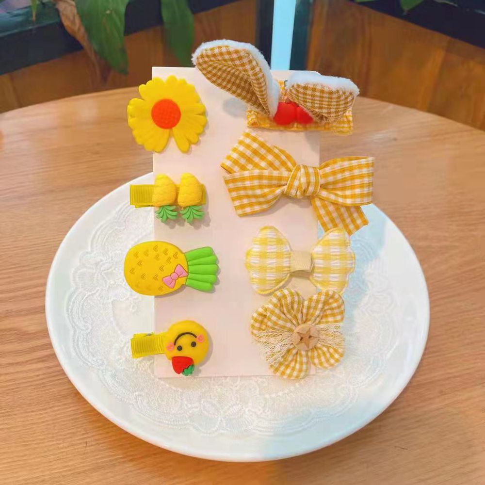 Set 8 kẹp tóc nơ/ hoa nhiều màu dễ thương cho bé -MS08