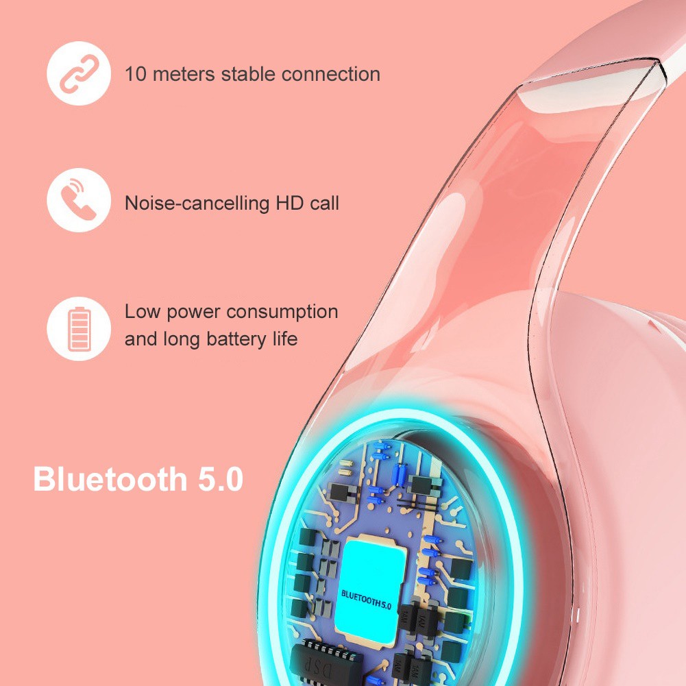 Tai Nghe Bluetooth 5.0 Không Dây Jack 3.5mm Có Đèn Led Rgb