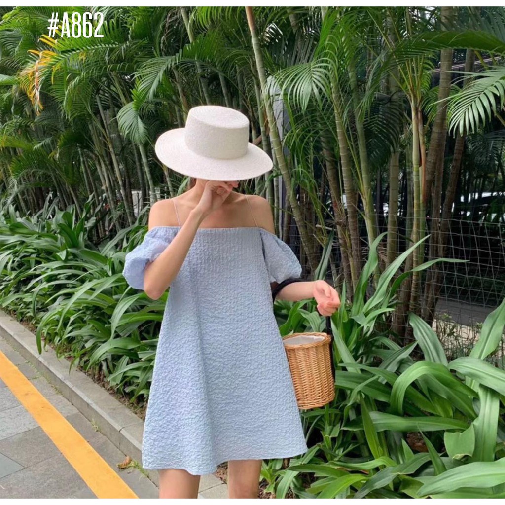Đầm babydoll 2 dây tay phồng