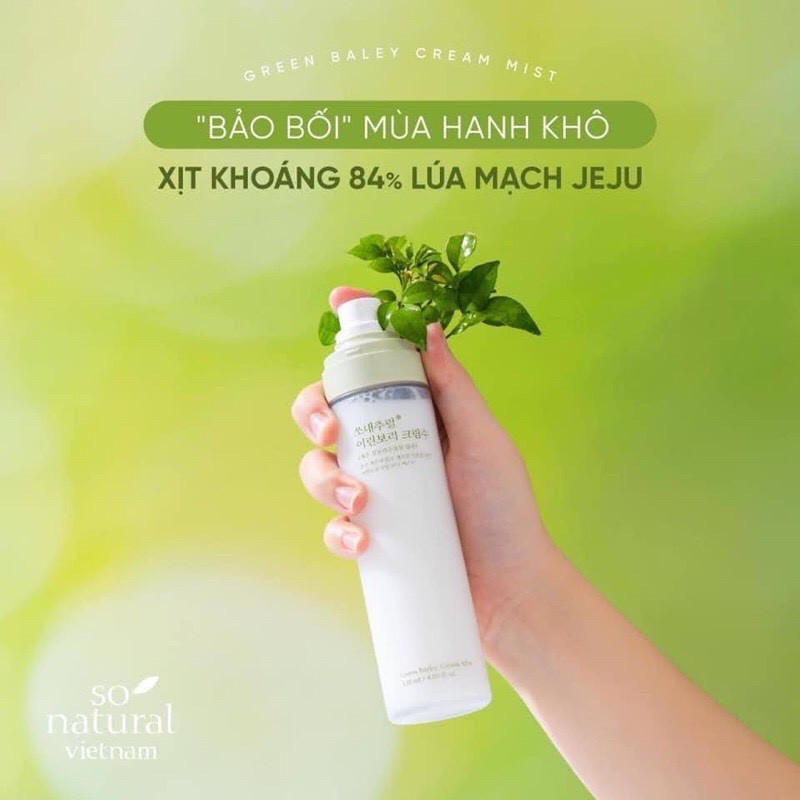 XỊT KHOÁNG LÚA MẠCH Green Barley Cream Mist - THUẦN CHAY CHO LÀN DA LÁNG MỊN