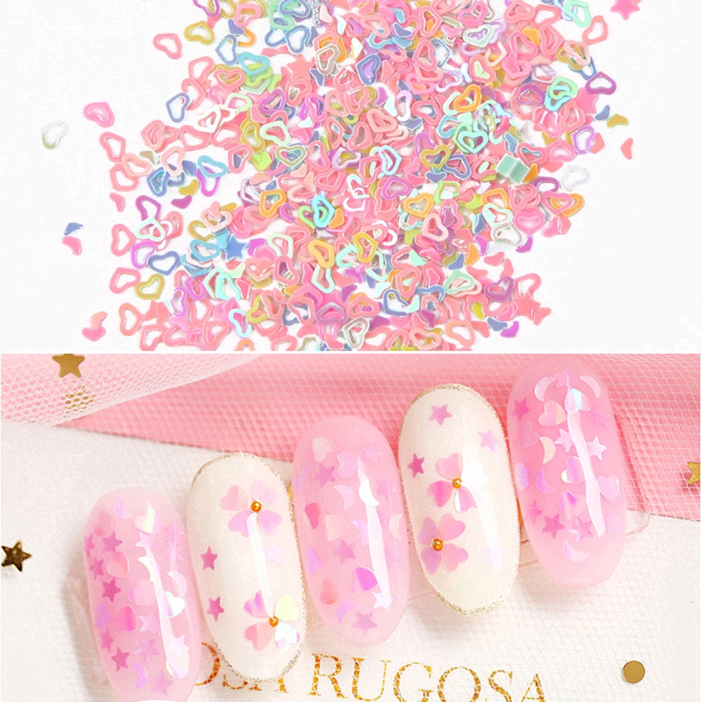 XIJING-COD Fashion Shiny Colorful Heart Star Flower Shape Nail Sticker Woman Manicure DIY Nail Art