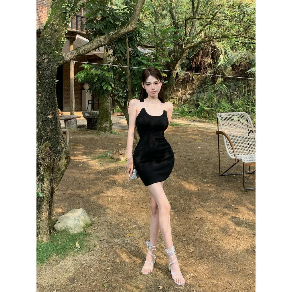「 WELOVE1 」Mới Đầm Hai Dây Ôm Dáng Màu Trơn Gợi Cảm Mùa Hè Cho Nữ