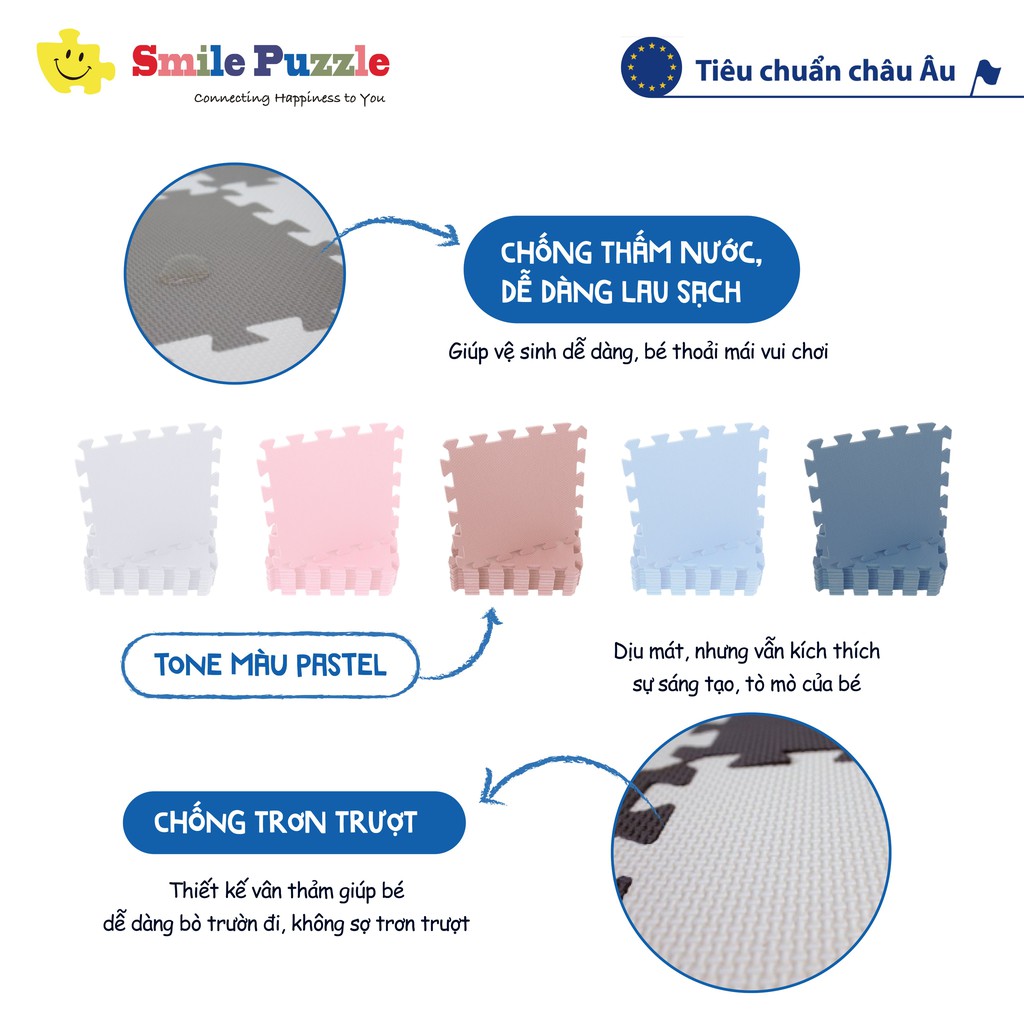 Thảm Xốp Cho Bé Smile Puzzle - Chữ Số +  Đơn Màu  Không Mùi - Tiêu Chuẩn Châu Âu