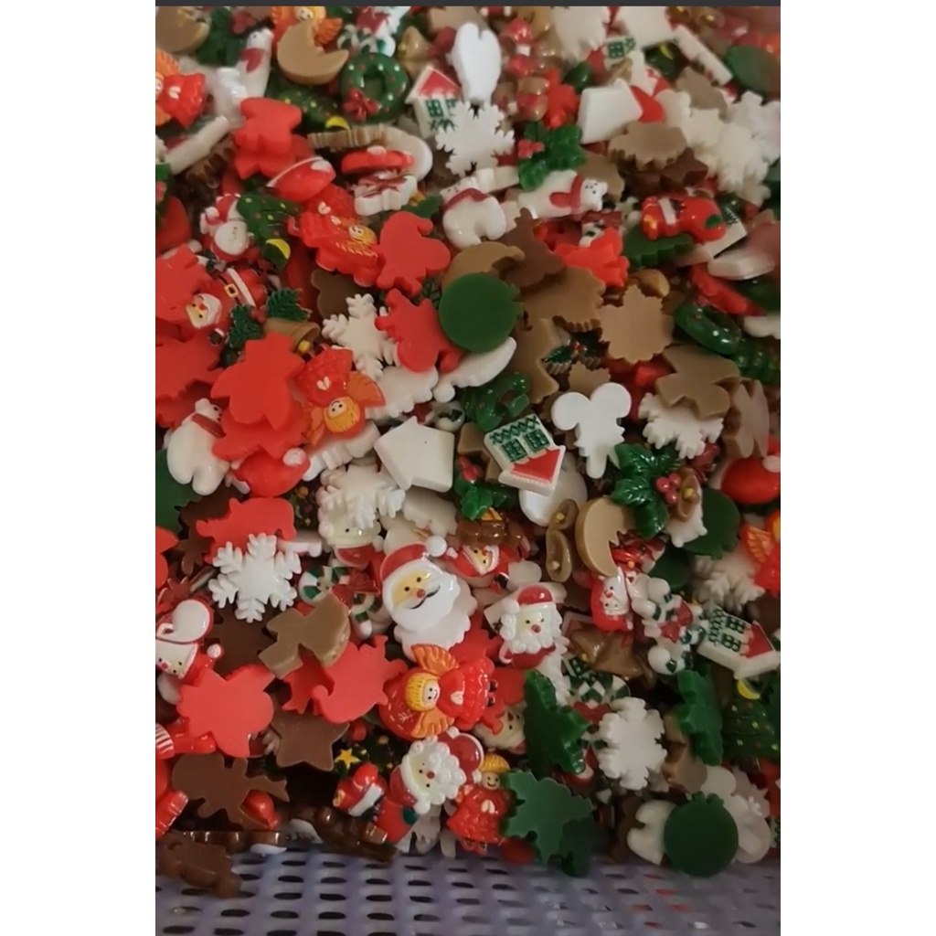 Charm (C179) slime/ Dụng Cụ Charm Trang Trí Hình Hoạ tiết Ông Già Noel &amp; Hoa Tuyết - 01 Cái