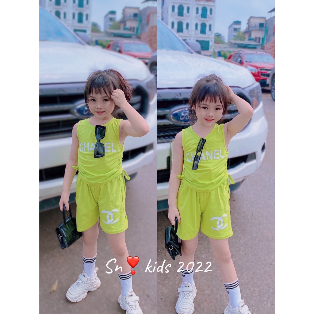 Quần áo bé gái, bộ quần áo sát nách C..N rút 2 bên hông sành điệu cho bé