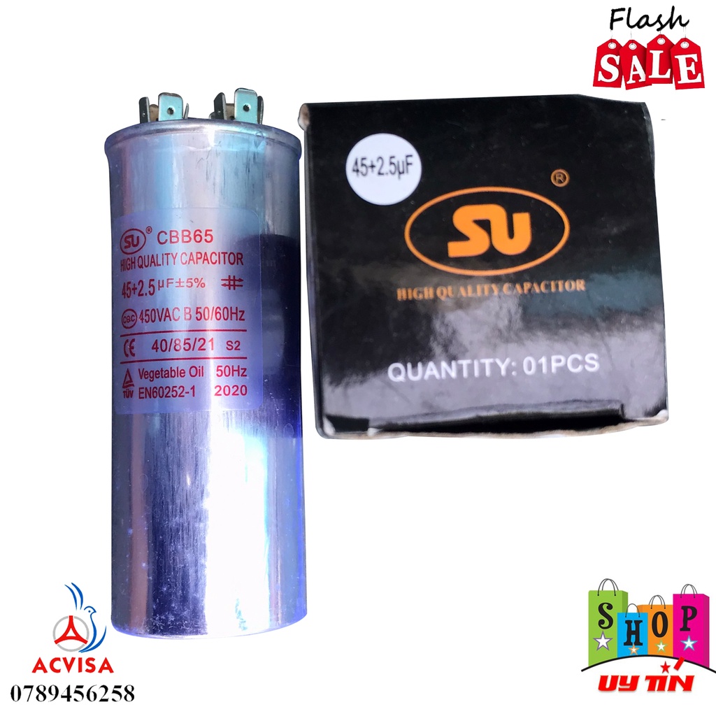 Tụ Điều Hòa Thương Hiệu SU và TP Max (Từ 25uF - 60+5.0uF) ( Chọn ngẫu nhiên)