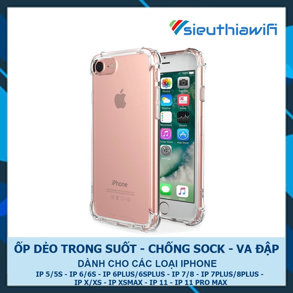 Ốp lưng iphone trong chống va đập Dày 5/5s/6/6s/6plus/6s plus/7/8/7plus/8plus/x/xs/xs max/11/11promax- Awifi Case B1-4