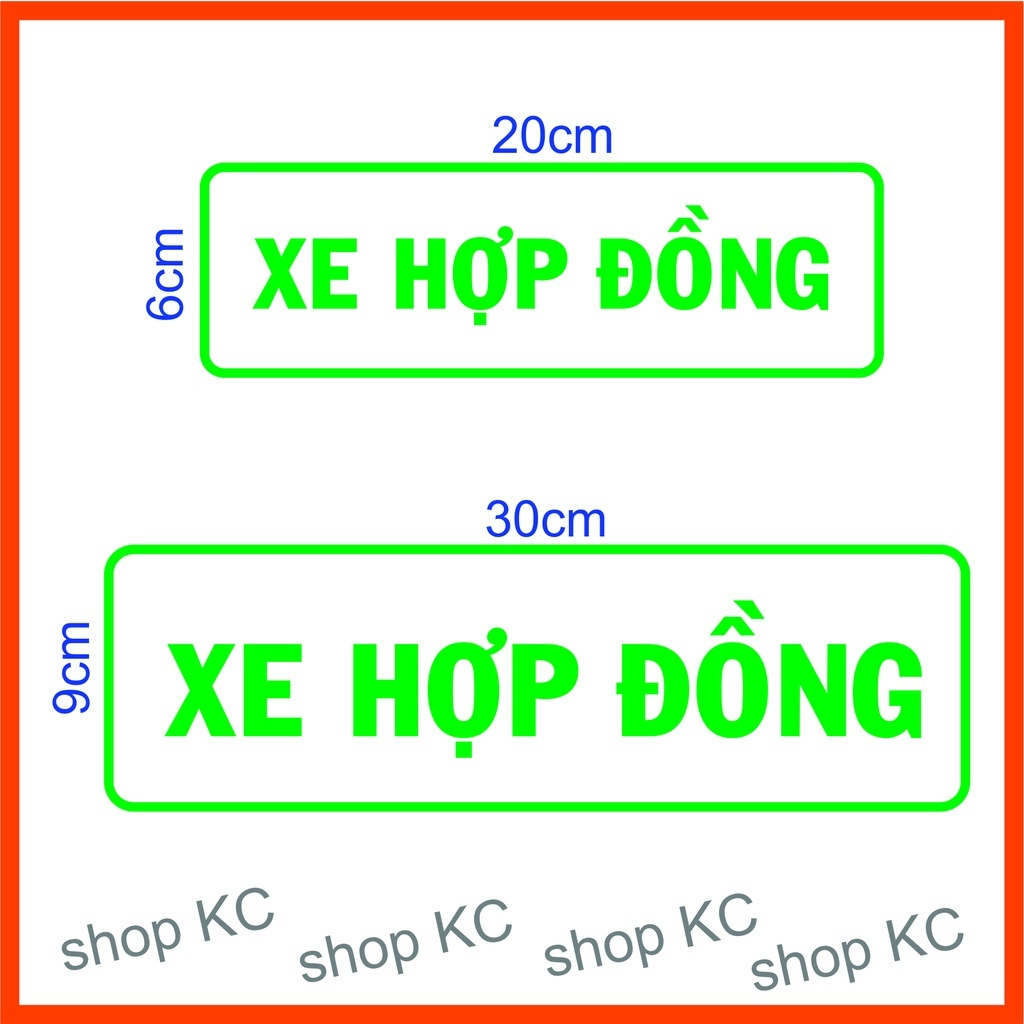 Decal tem dán xe ô tô  chữ " XE HỢP ĐỒNG "