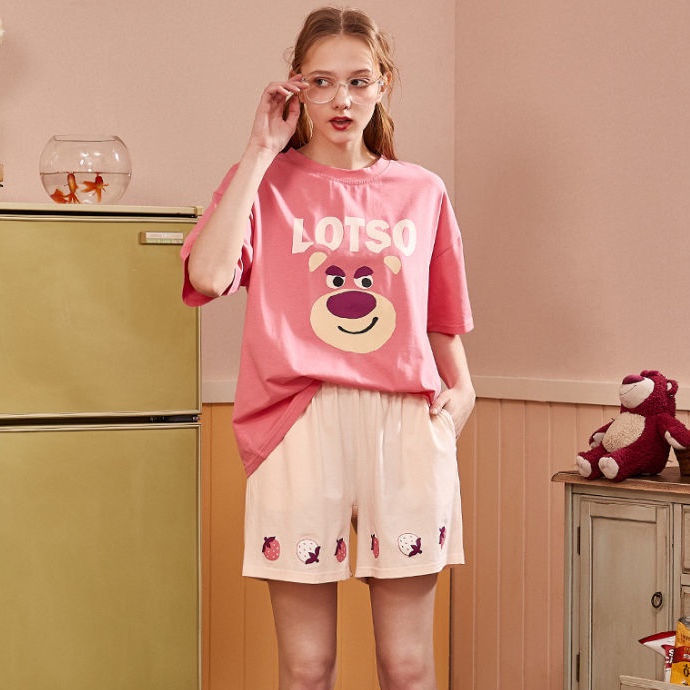 Disney Bộ Đồ Ngủ Ngắn Tay Dáng Rộng In Hình Gấu Dâu Tây Phong Cách Hàn Quốc Thời Trang Mùa Hè Cho Nữ | BigBuy360 - bigbuy360.vn