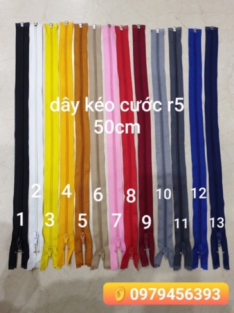 Dây khóa kéo HKK cước R5- 50cm- 12 cái/1 túi