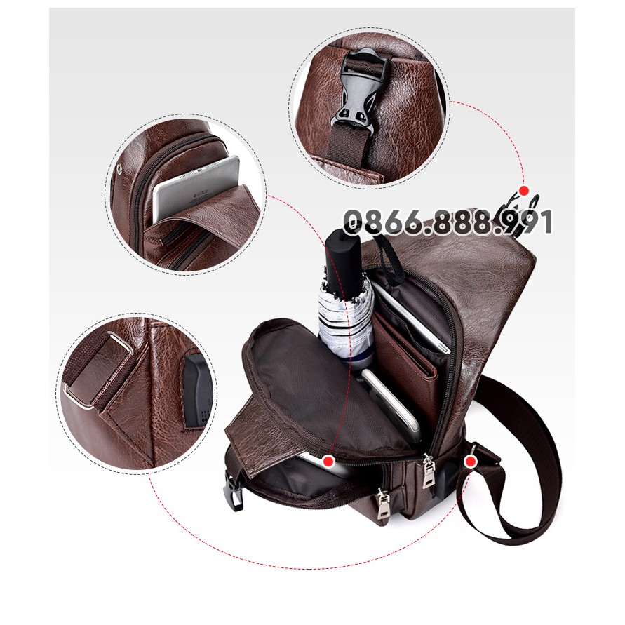 Túi Chéo Nam Thời Trang Cao Cấp, Nhiều Ngăn, Chất Liệu Da PU, Mã TC04 | BigBuy360 - bigbuy360.vn