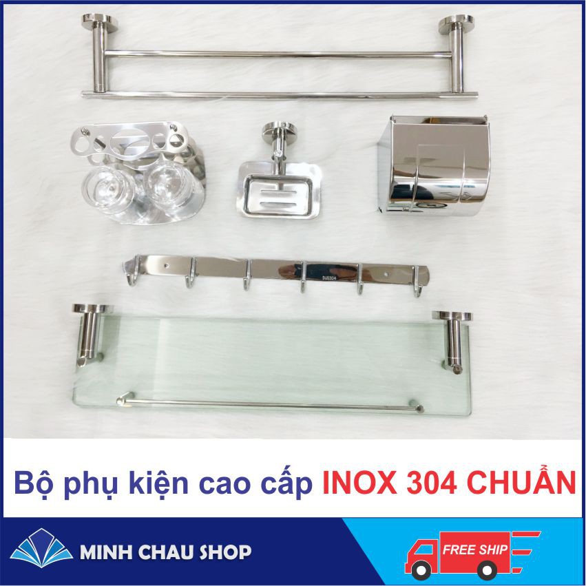Bộ phụ kiện gương nhà tắm cao cấp hàng dày đẹp loại 1 chuẩn inox 304