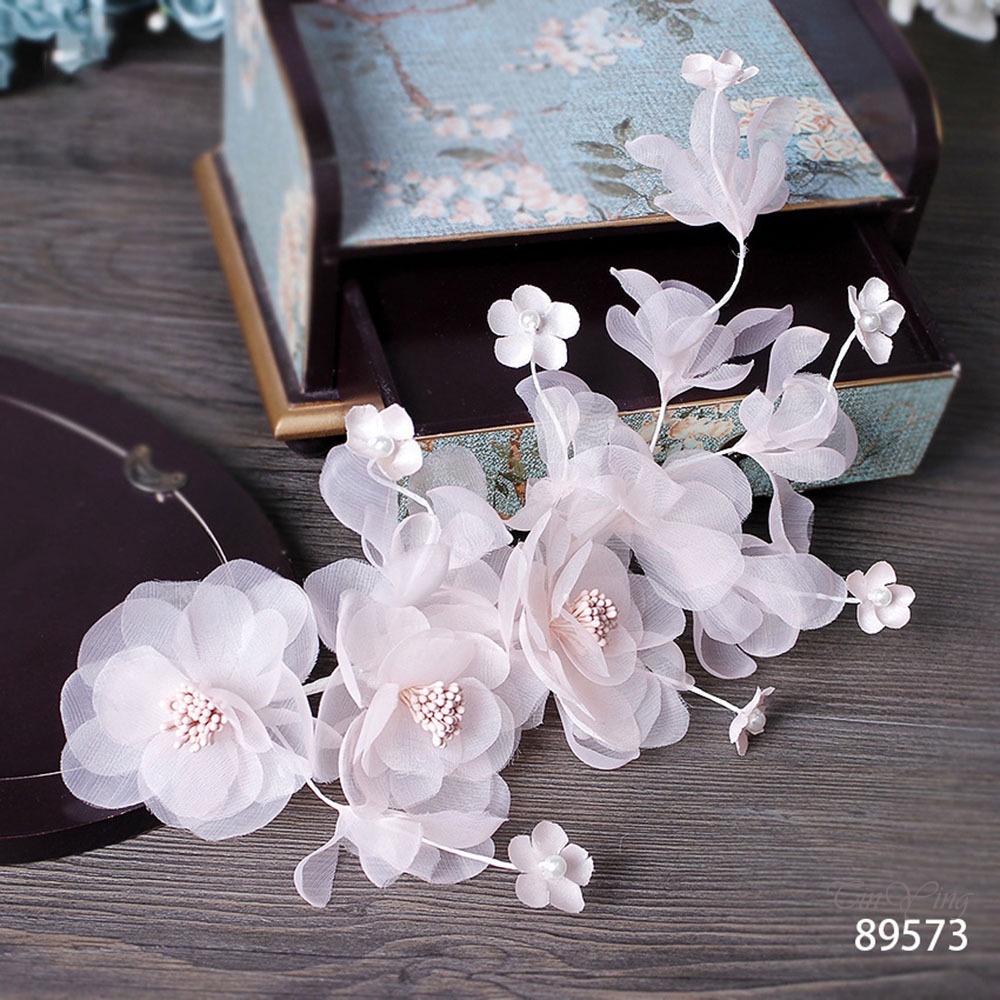 GETNOIVAS Phụ Kiện Cài Tóc Đính Hoa Đào Làm Bằng Thủ Công Dành Cho Trẻ Em