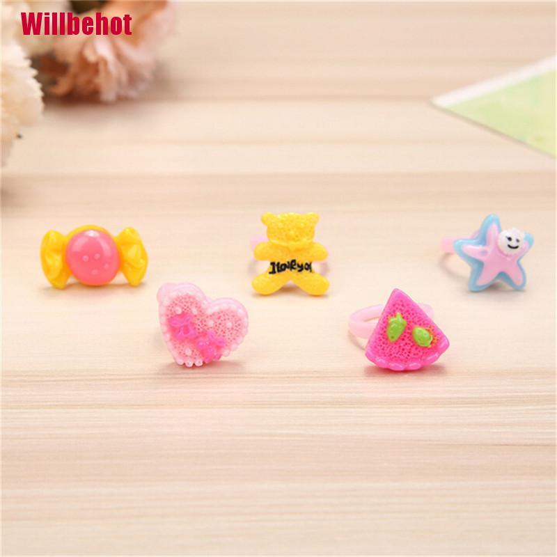 Bộ 10 nhẫn nhựa resin kiểu hoạt hình dễ thương cho bé