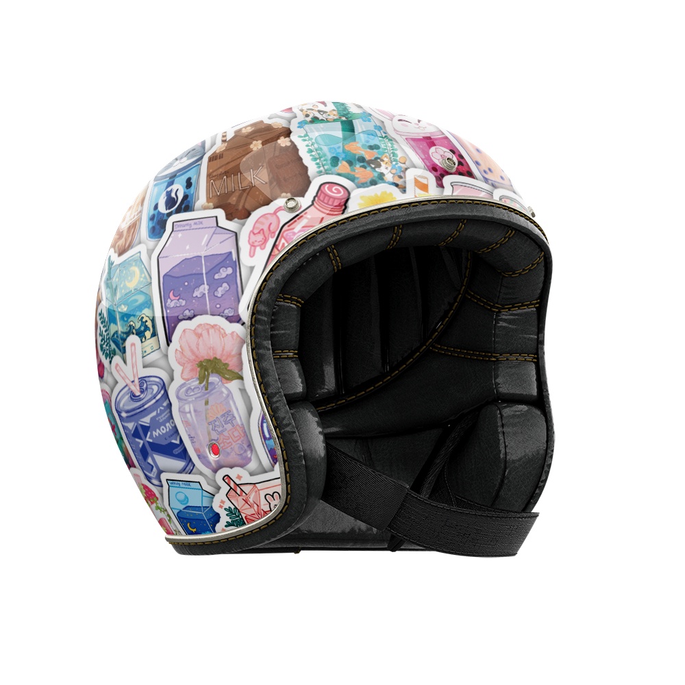 Set 50 cái Sticker Đồ Uống cute dán mũ bảo hiểm, hình dán các loại đồ uống chống nước, decal hình các loại nước uống