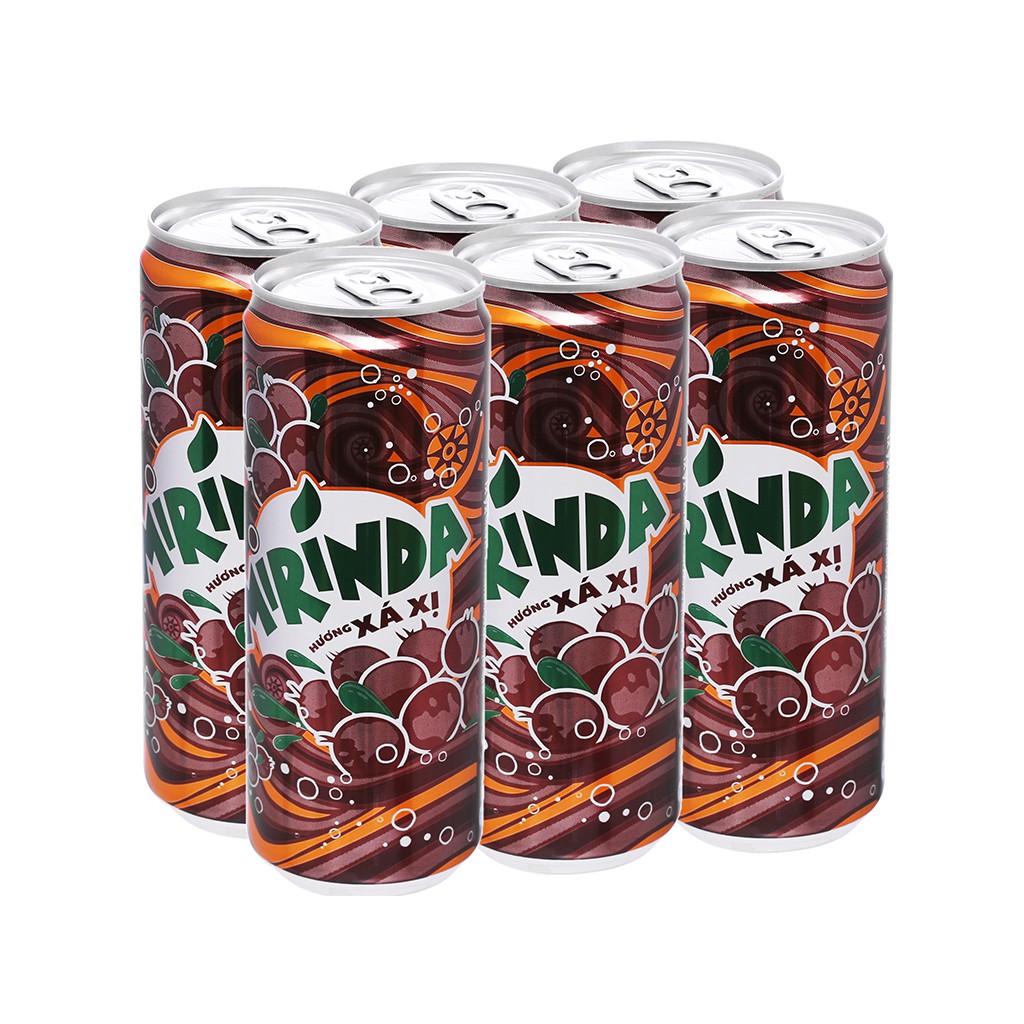 Lốc 6 lon nước ngọt Mirinda xá xị 330ml