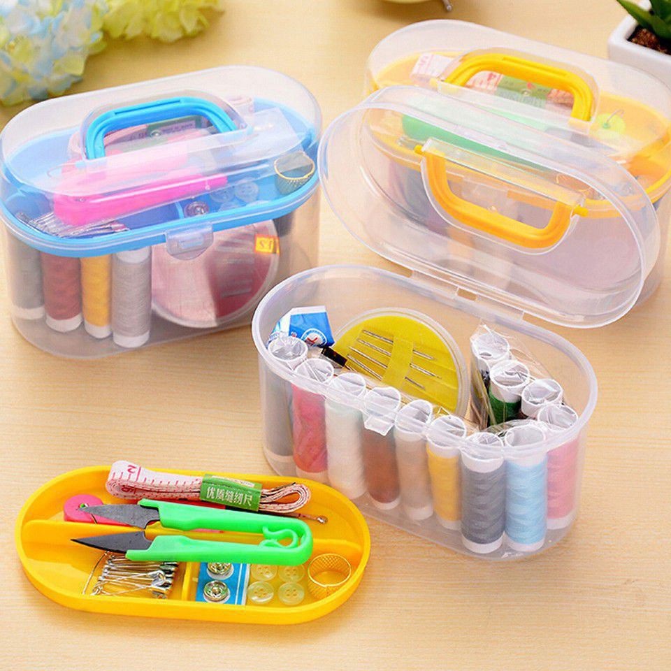 Bộ kim chỉ may vá đa năng 55 món kèm hộp đựng trong suốt - HỘP KIM CHỈ ĐA NĂNG LOẠI TO 55 CHI TIẾT