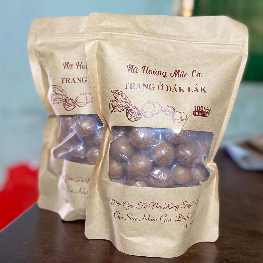 Hạt Macca nứt vỏ Organic Daklak giòn tan không hôi dầu kèm tách vỏ túi zip 1kg từ mắc ca Trang Ở Daklak
