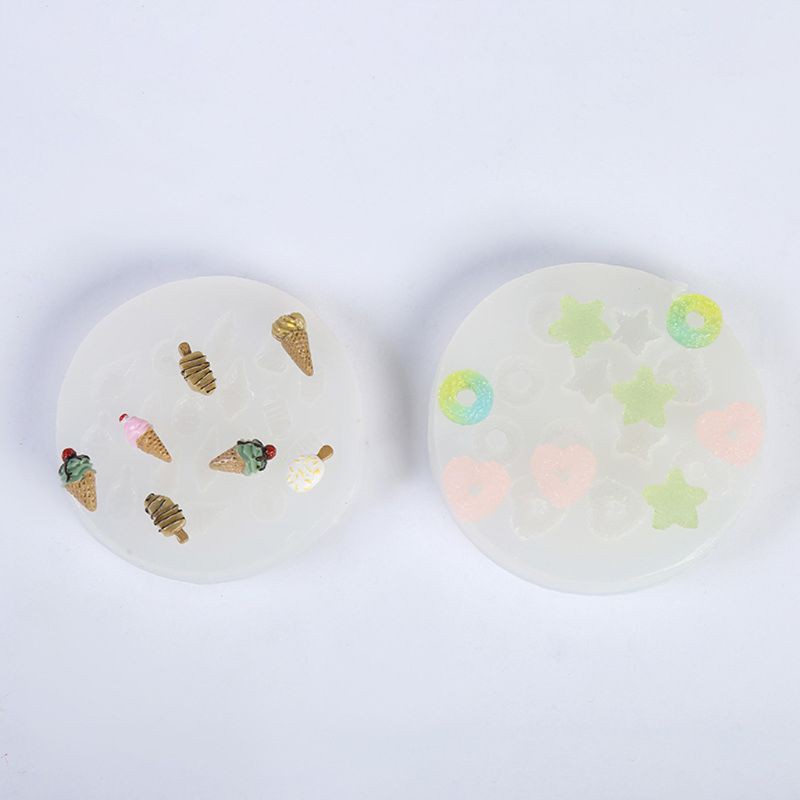 Khuôn đúc resin tạo hình hoa/trái tim nhỏ dùng làm món ăn/bánh quy/kem/trang sức thủ công DIY tiện dụng