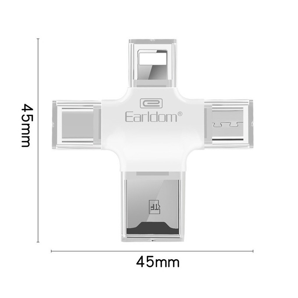 Đầu đọc thẻ nhớ OTG 4in1 cho iOS/Android/PC- Macbook Type C Earldom ET-OT20 - Hỗ trợ iOS 12 mới nhất