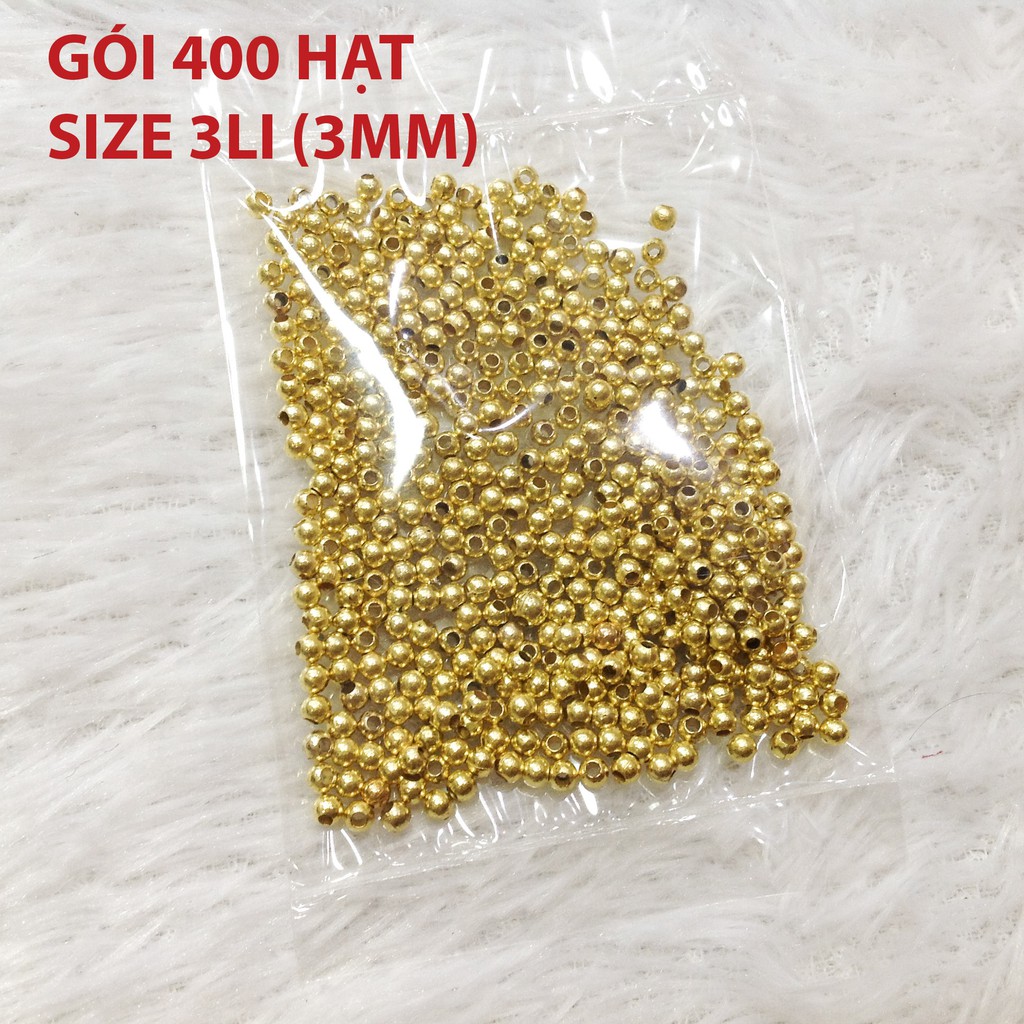 400 hạt cườm nhựa phủ vàng dùng làm trang sức siêu đẹp size 3mm