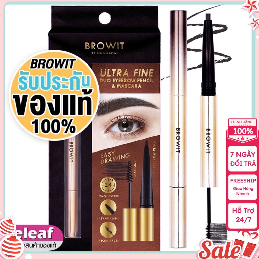 Chì kẻ mày Browit Nongchat 2in1 + mascara kẻ mày dễ kẻ kháng nước  Browit Ultra Fine Duo Eyebrow Pencil & Mascara