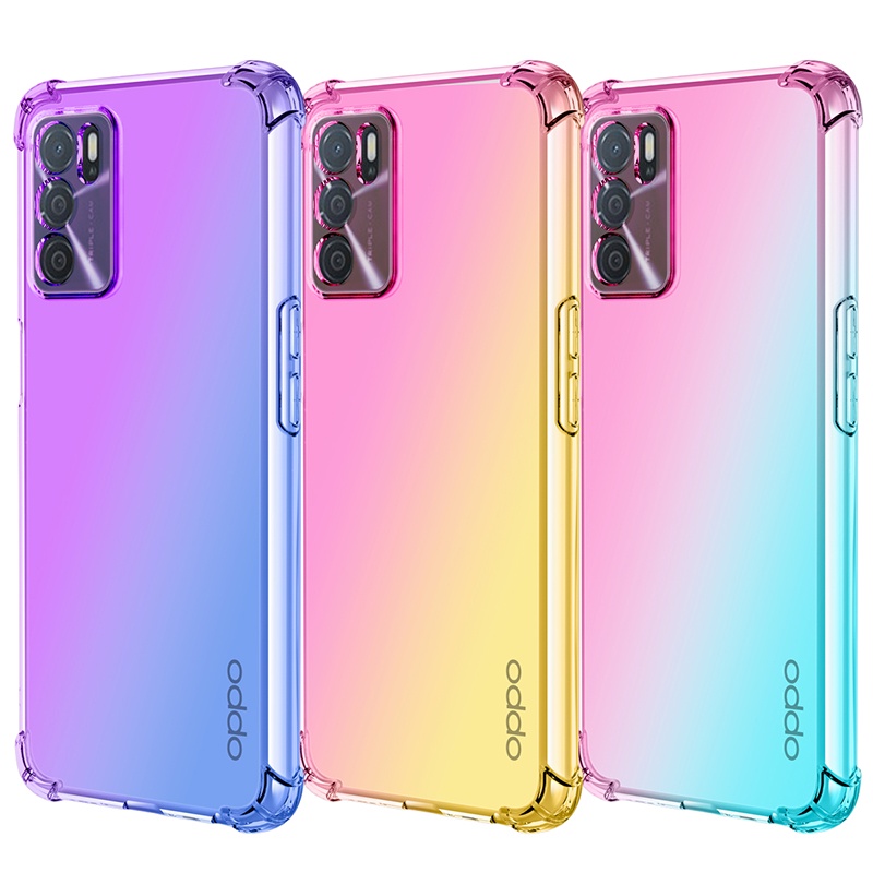 Ốp Điện Thoại Trong Suốt Hai Màu Chống Rơi Chống Va Chạm Cho OPPO A16 A15 Realme GT Reno 6 Pro Plus 5G 6Z