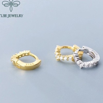Khuyên tai bạc nữ TLEE tròn phong cách cá tính mix theo set phong cách Hàn Quốc TLEE JEWELRY B0109