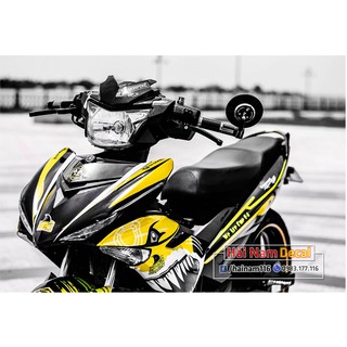 Tem trùm exciter 150 đen vàng cá mập