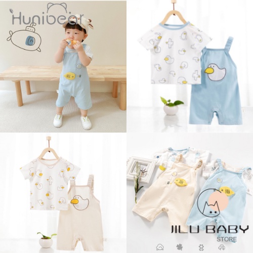 Hunibear - Set Yếm Bé Trai, Bé Gái Sơ Sinh, Phong Cách Hàn Quốc - Jilubaby Store