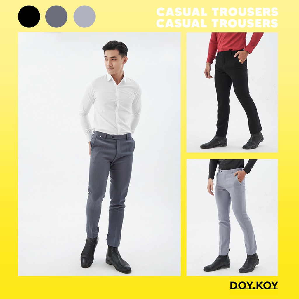 Quần tây nam công sở lịch lãm quần tây nam Hàn Quốc ống ôm đen, xám, xám đậm- DOY.KOY