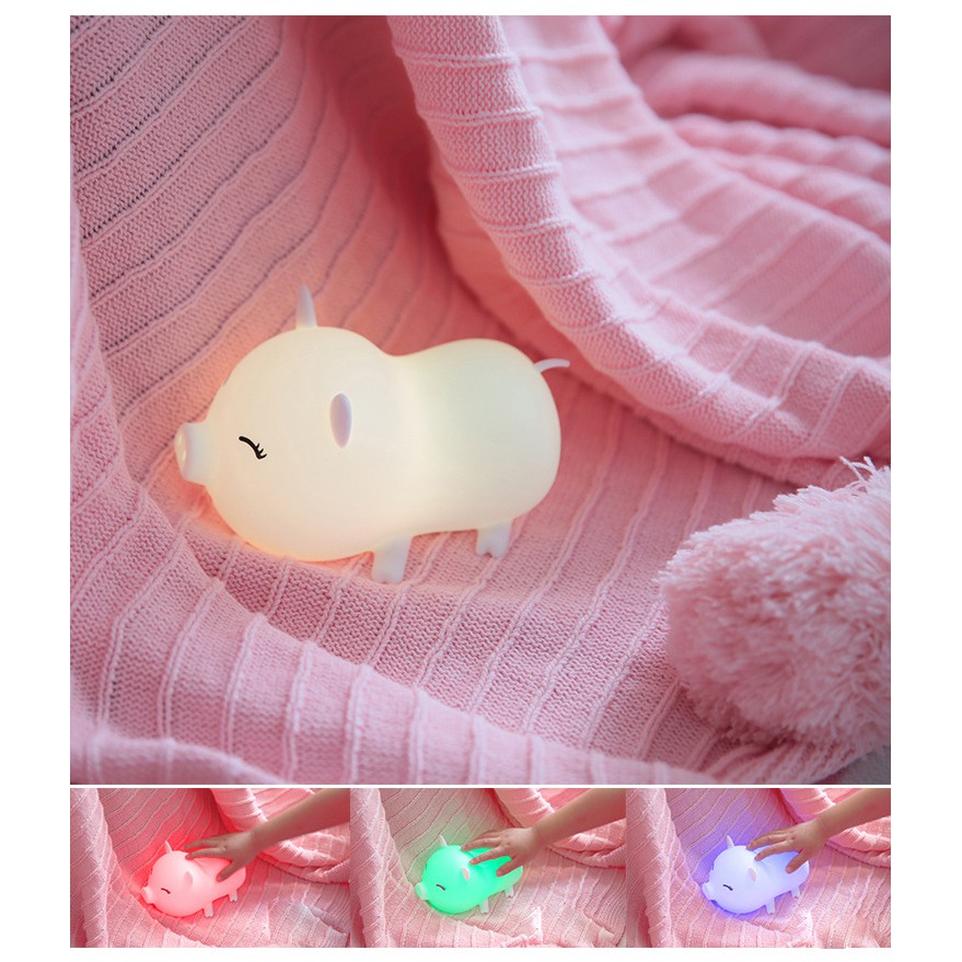 Đèn silicone hình heo hoạt hình - quà tặng sinh nhật, trung thu, đèn trang trí, đèn ngủ, đèn phụ kiện chụp hình